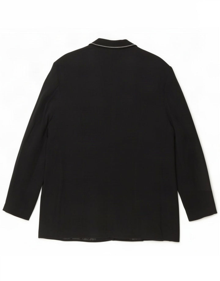 Marks & Spencer Womens 3 Button Blazer Jacket UK 22 3XL Black Viscose
