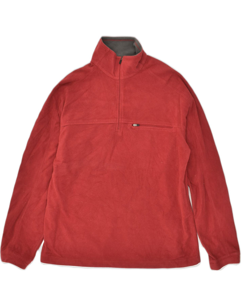 L.L.BEAN Mens Zip Neck Fleece Jumper Medium Red Polyester | Vintage L.L.Bean | Thrift | Second-Hand L.L.Bean | Used Clothing | Messina Hembry 