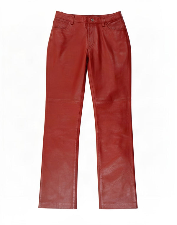 Gap Womens Bootcut Leather Trousers US 4 Small W28 L30 Burgundy