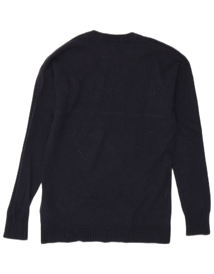TOMMY HILFIGER Mens V-Neck Jumper Sweater Small Navy Blue Wool
