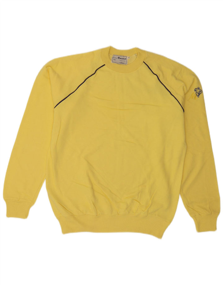 Vintage Mens Regular Fit Sweatshirt Jumper XL Yellow Cotton