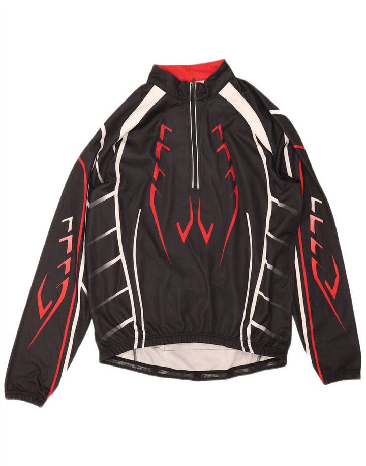 CRANE Mens Zip Neck Pullover Tracksuit Top IT 52 Large Black Geometric