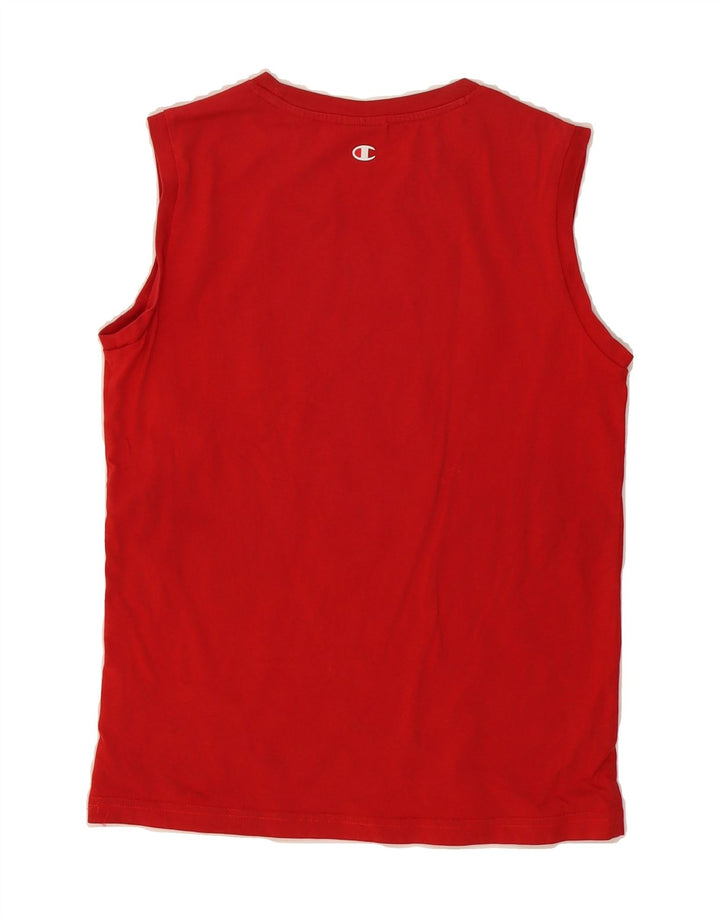 CHAMPION Boys Graphic Vest Top 11-12 Years Large Red Cotton Vintage Champion and Second-Hand Champion from Messina Hembry 