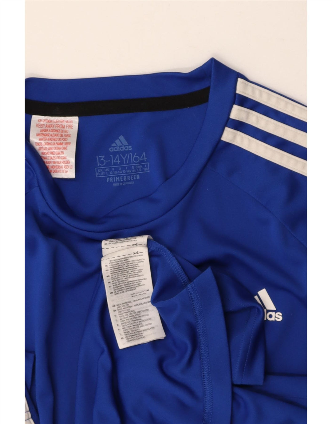ADIDAS Boys Aeroready T-Shirt Top 13-14 Years  Blue Polyester