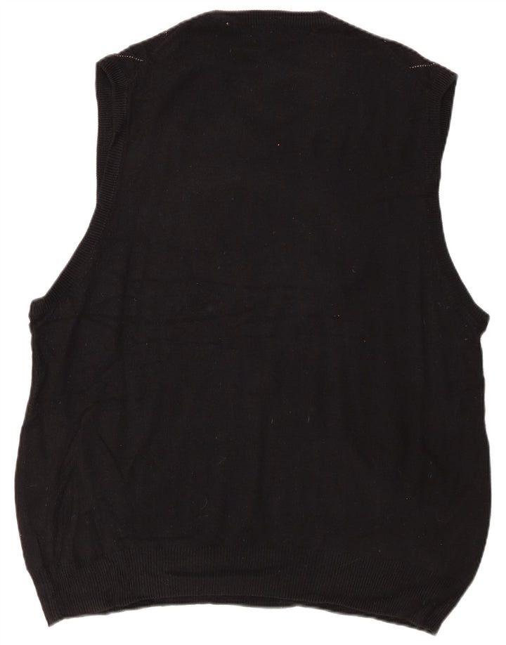 DOCKERS Mens Vest Tank Top Large Black Argyle/Diamond Acrylic