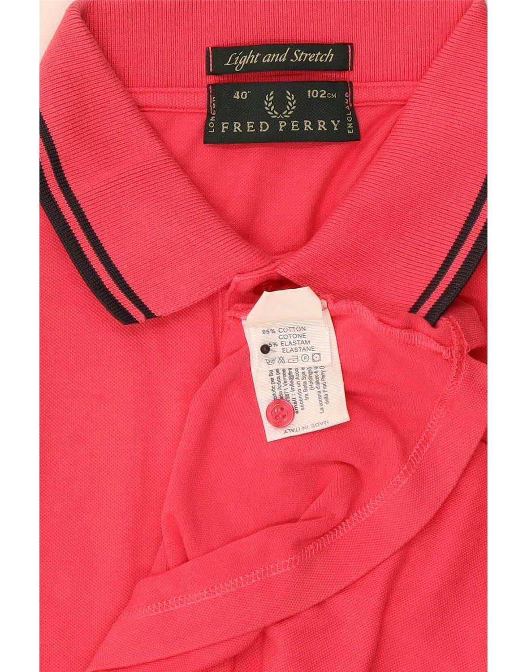 Fred Perry Mens Light and Stretch Polo Shirt Medium Pink Cotton