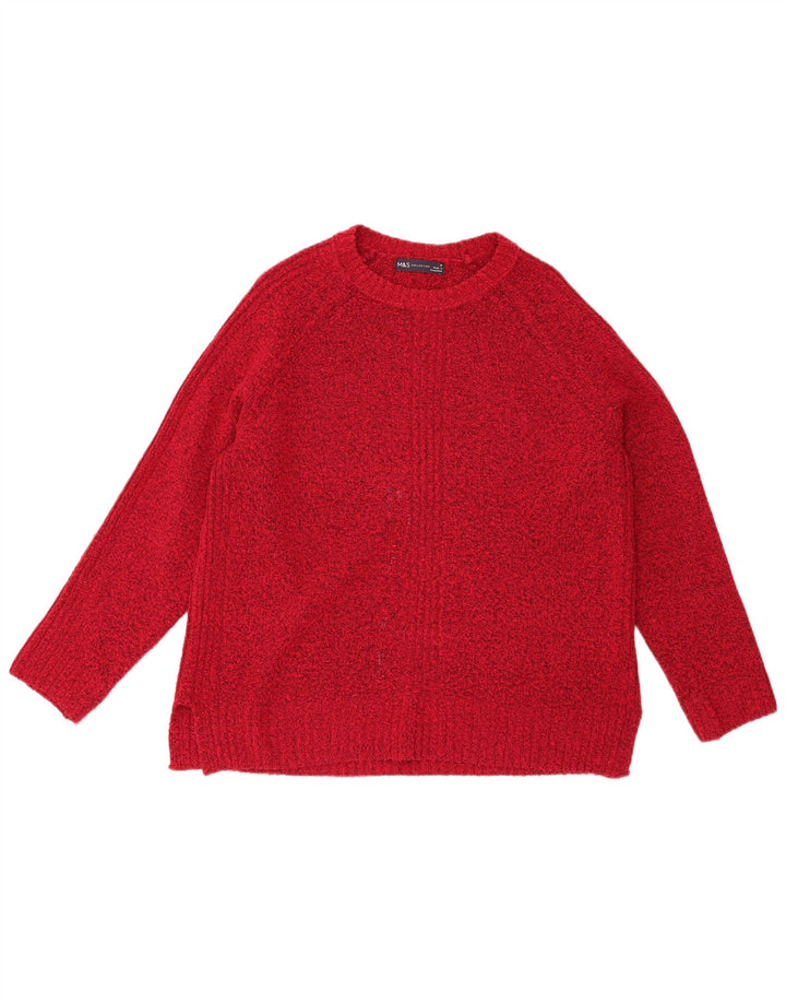 Marks & Spencer Womens Boat Neck Jumper Sweater UK 14 Medium Red Flecked