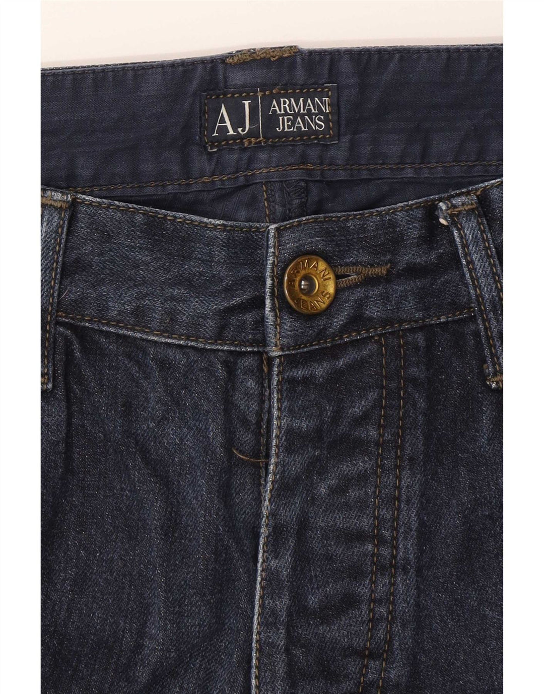 Armani Mens Straight Jeans W32 L33 Navy Blue Cotton