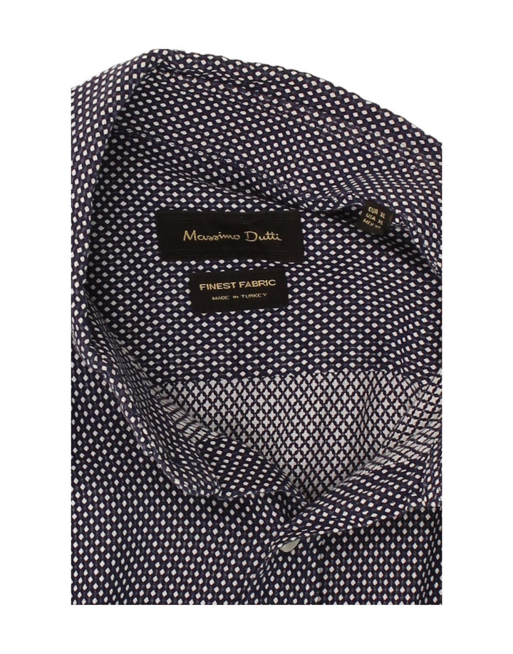 MASSIMO DUTTI Mens Shirt XL Navy Blue Spotted
