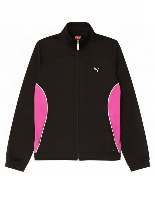 Puma Womens Tracksuit Top Jacket UK 14 Large Black Colourblock Polyester