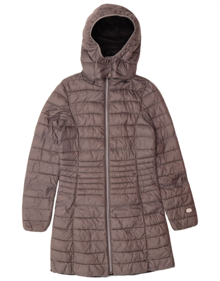 CHAMPION Womens Hooded Padded Coat IT 42 Medium Grey Polyamide
