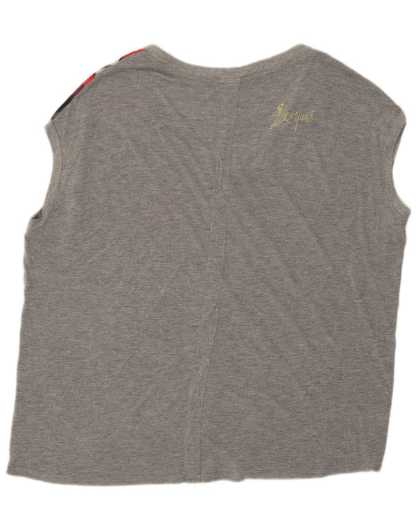 Desigual Womens Vest Top UK 20 2XL Grey Geometric Viscose