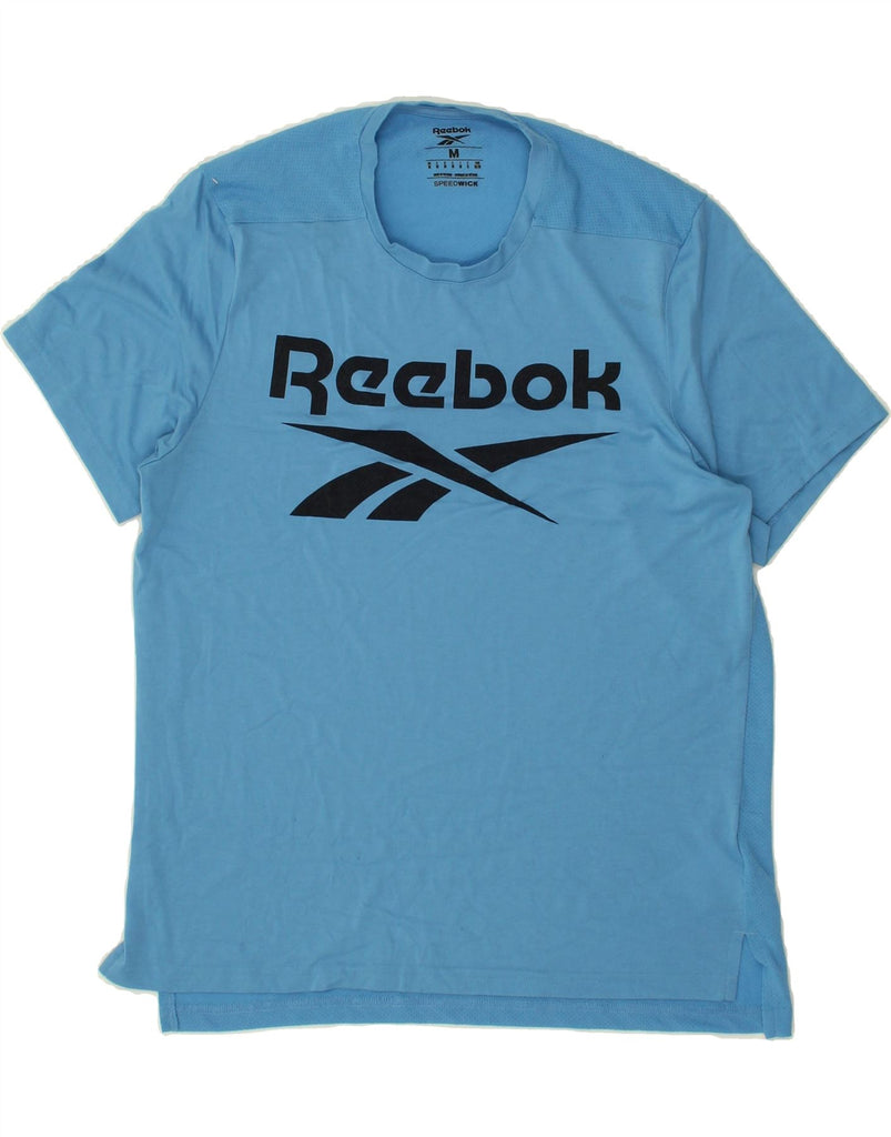 REEBOK Mens Graphic T-Shirt Top Medium Blue Polyester | Vintage Reebok | Thrift | Second-Hand Reebok | Used Clothing | Messina Hembry 