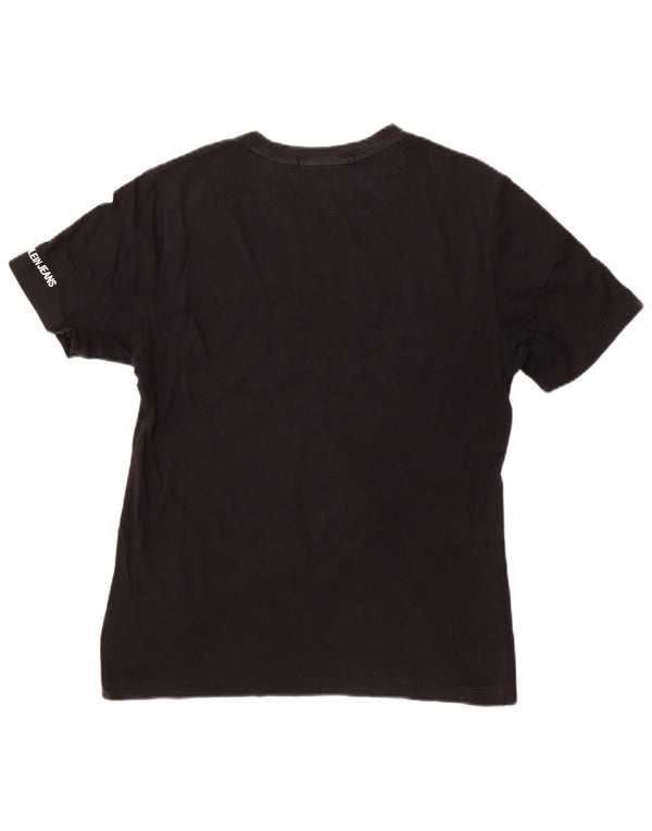 CALVIN KLEIN JEANS Mens Graphic T-Shirt Top Small Black Cotton