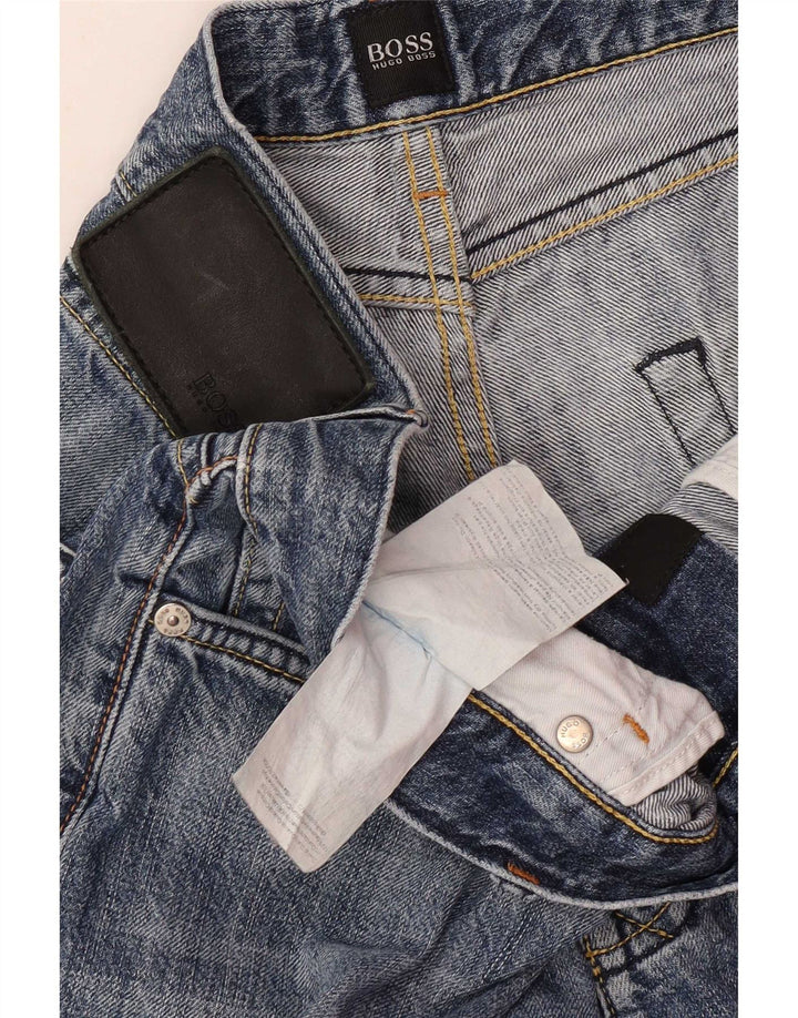 Hugo Boss Mens Straight Jeans W34 L29 Blue Cotton