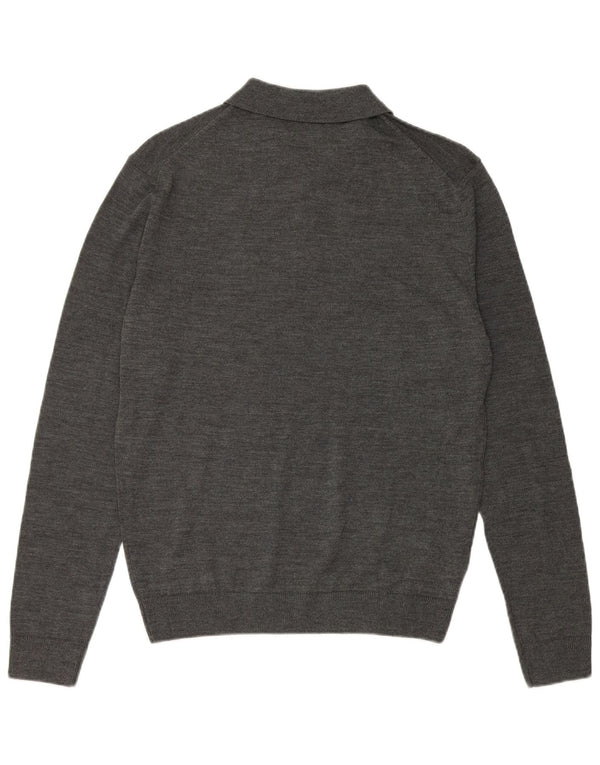 Zara Mens Polo Neck Jumper Sweater Medium Grey Flecked