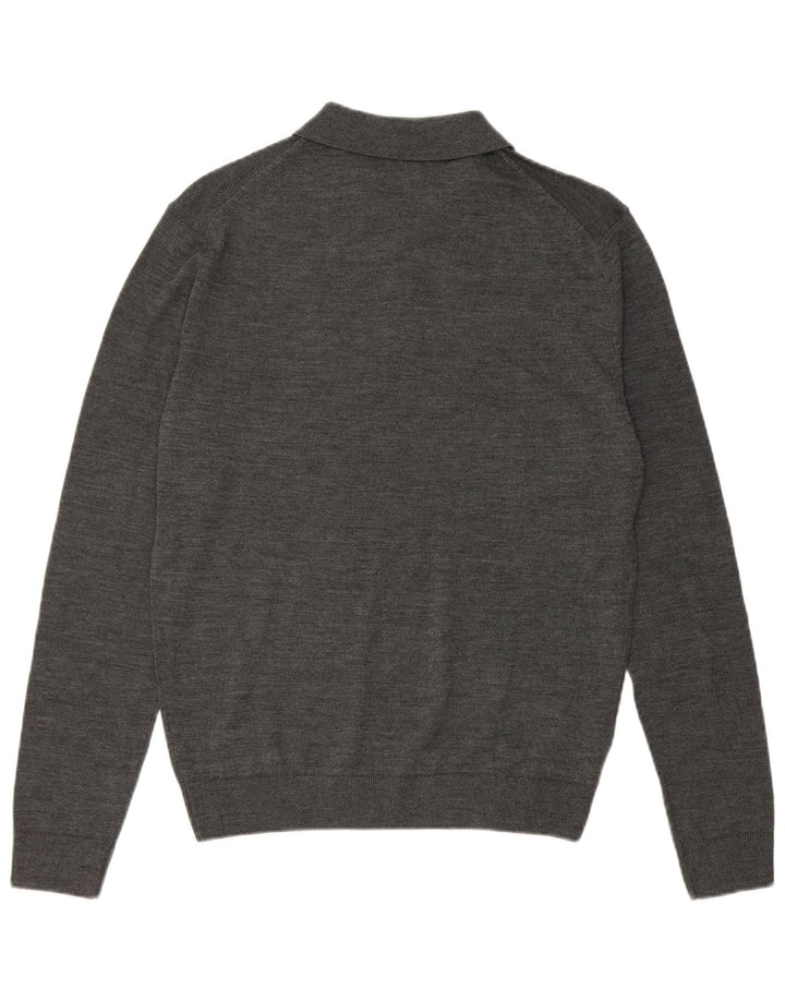 Zara Mens Polo Neck Jumper Sweater Medium Grey Flecked