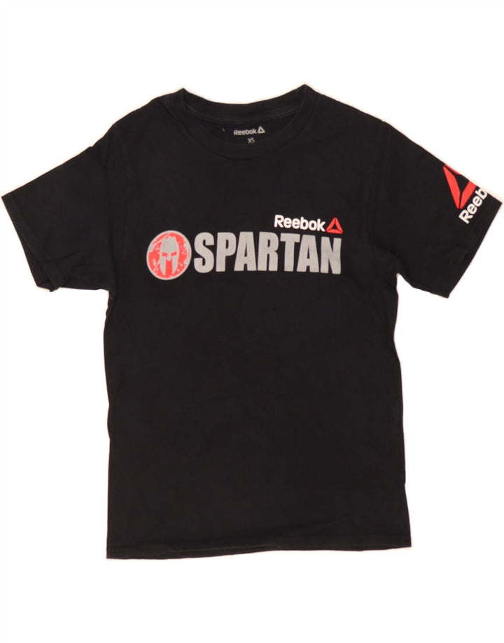 REEBOK Womens Graphic T-Shirt Top XS Black Cotton Vintage Reebok and Second-Hand Reebok from Messina Hembry 