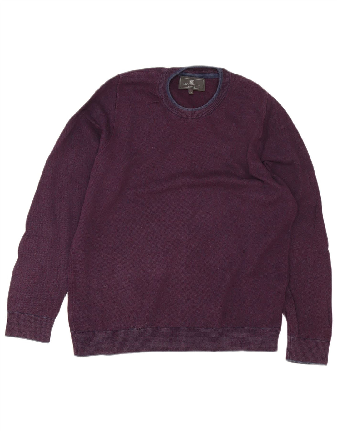 Marks & Spencer Mens Tailored Fit Crew Neck Jumper Sweater Medium Burgundy