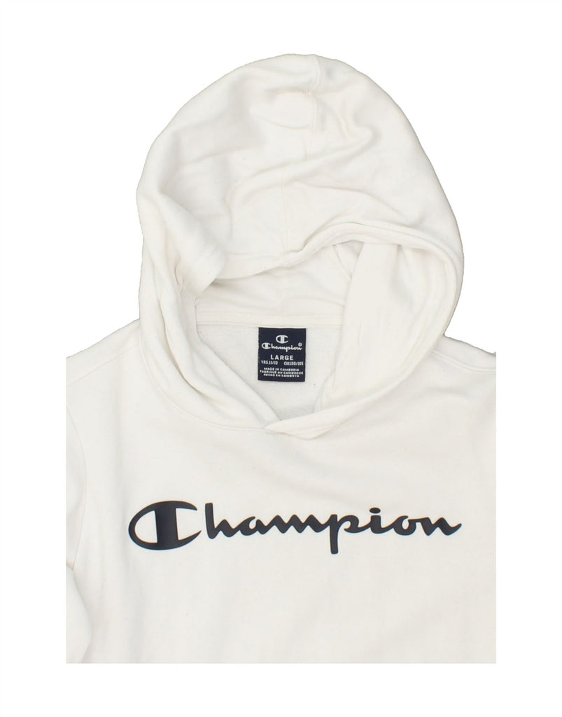 CHAMPION Boys Graphic Hoodie Jumper 11-12 Years Large White Cotton Vintage Champion and Second-Hand Champion from Messina Hembry 