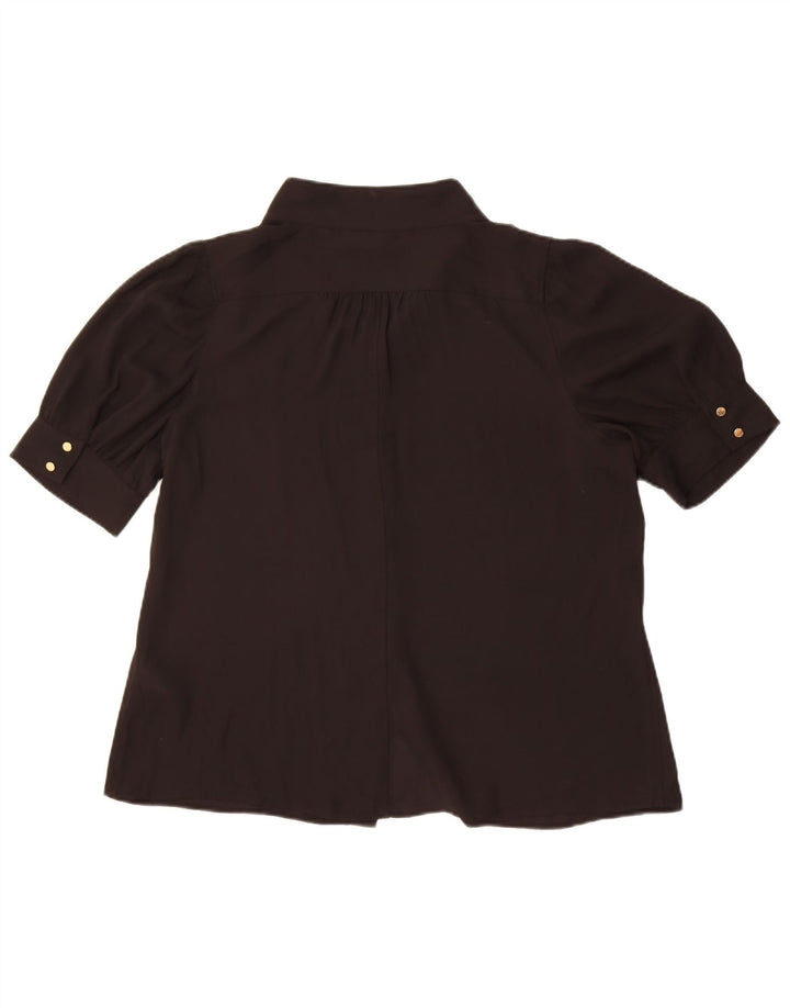 Dkny Womens Short Sleeve Shirt Blouse UK 18 XL Black Polyester