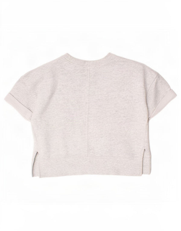 Nike Girls Crop Graphic T-Shirt Top 8-9 Years Small Grey Flecked Cotton