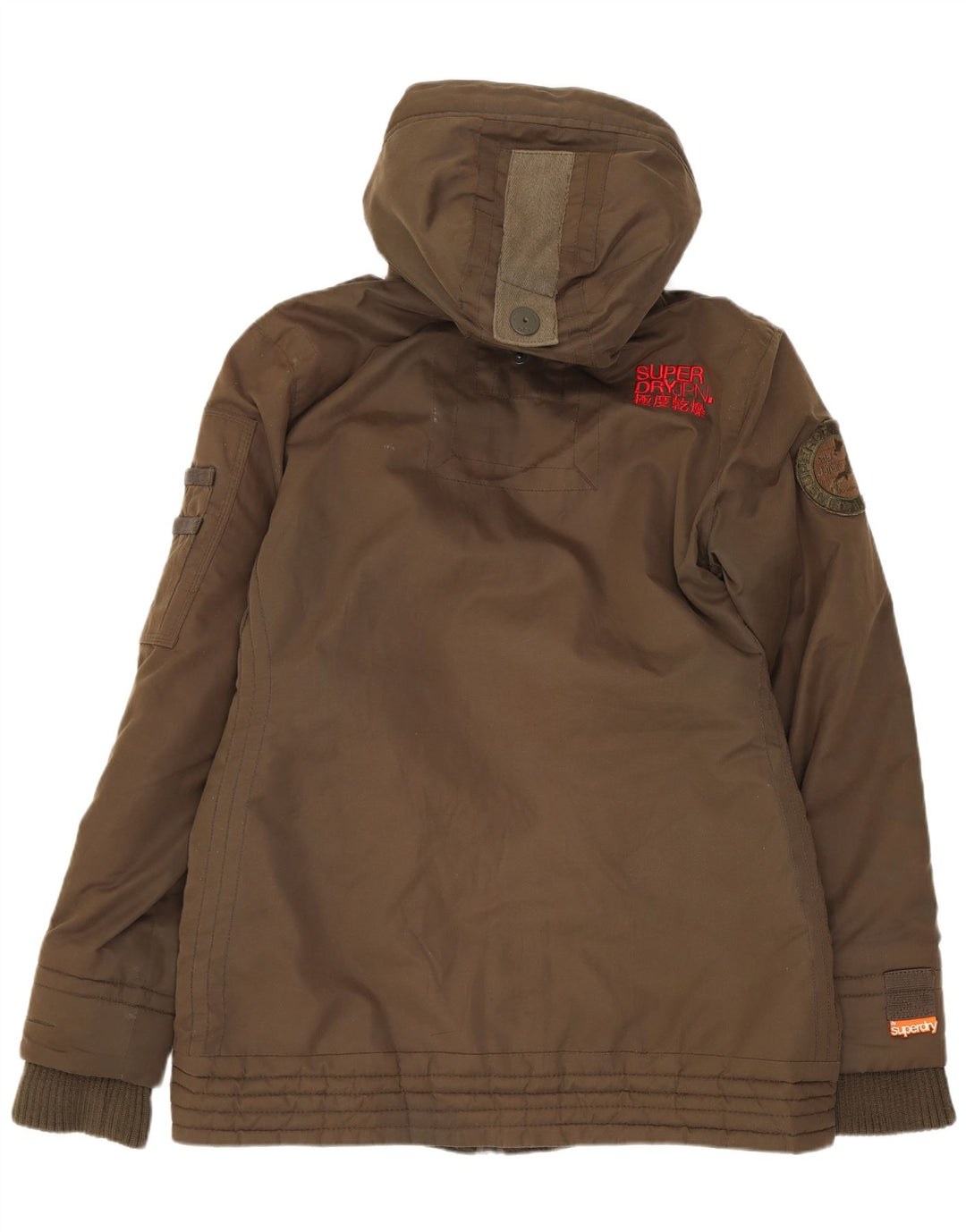 Superdry Womens Hooded Windbreaker Jacket UK 16 Large Khaki Polyester