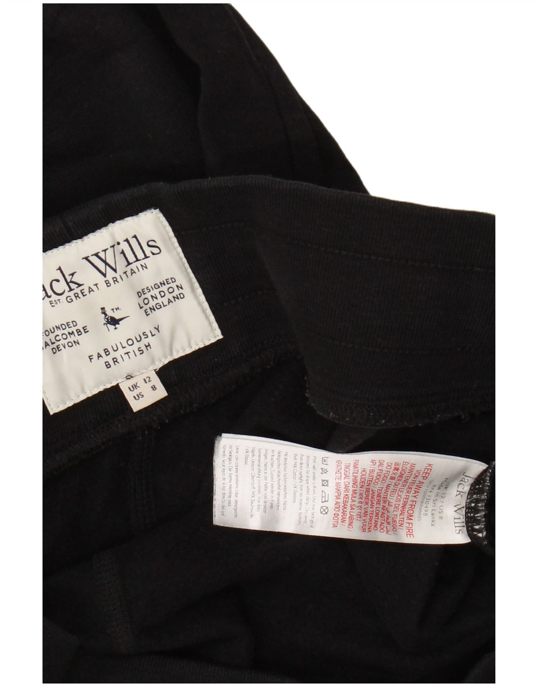 JACK WILLS Womens Graphic Tracksuit Trousers Joggers UK 12 Medium  Black