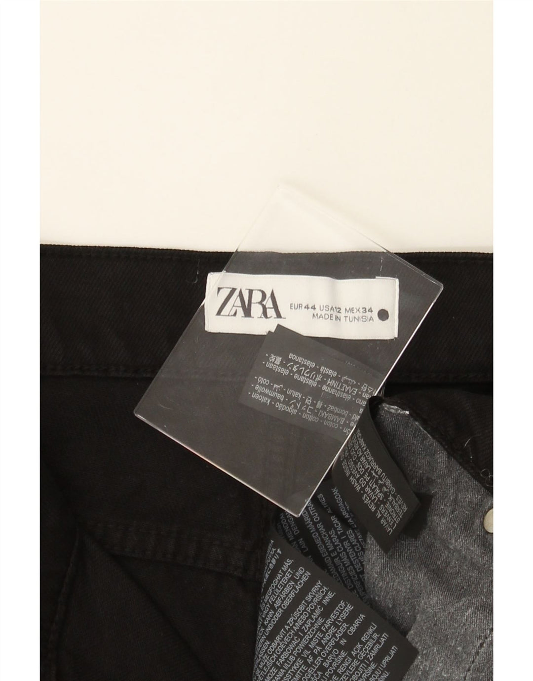 ZARA Womens Straight Jeans EU 44 Large W36 L29 Black Cotton Vintage Zara and Second-Hand Zara from Messina Hembry 
