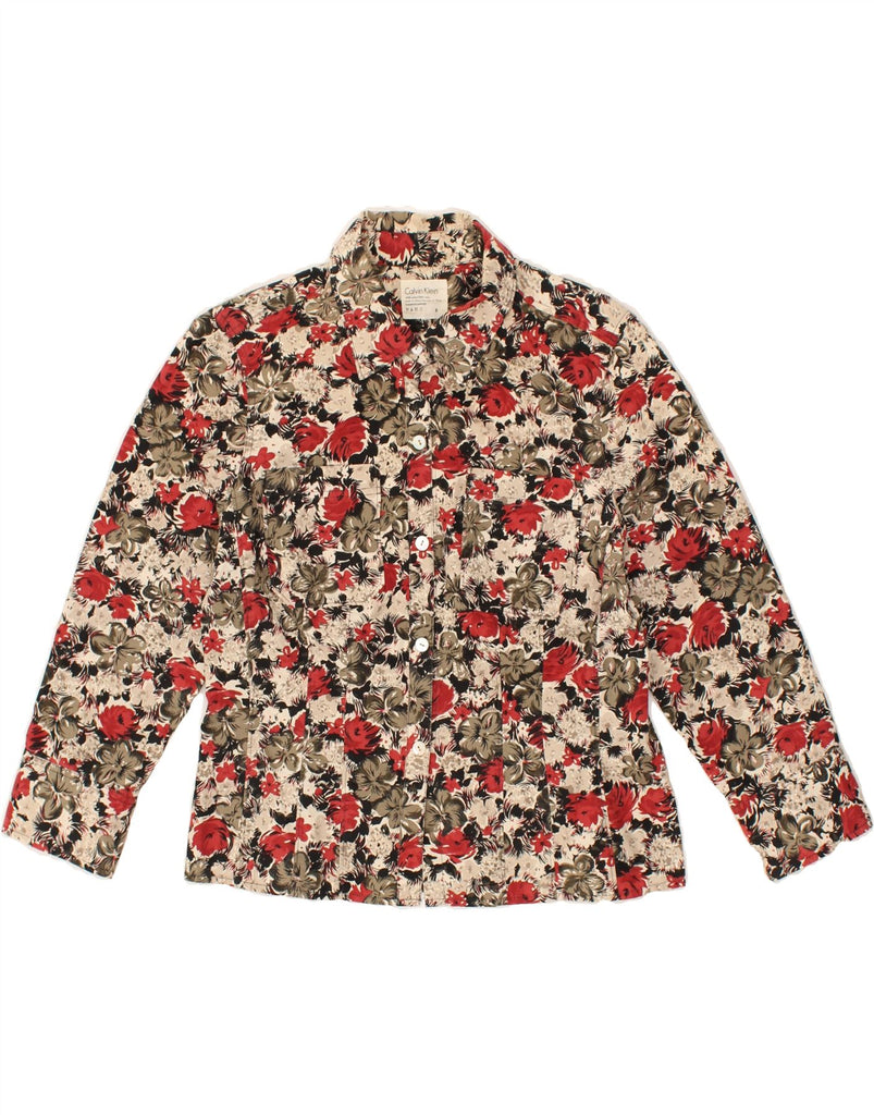CALVIN KLEIN Womens Shirt US 8 Medium Multicoloured Floral Cotton | Vintage Calvin Klein | Thrift | Second-Hand Calvin Klein | Used Clothing | Messina Hembry 