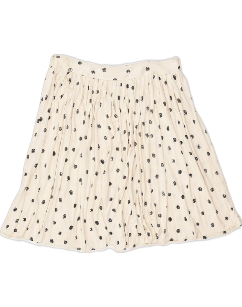 MOSCHINO Womens A-Line Skirt UK 12 Medium W32 White Spotted Silk | Vintage Moschino | Thrift | Second-Hand Moschino | Used Clothing | Messina Hembry 