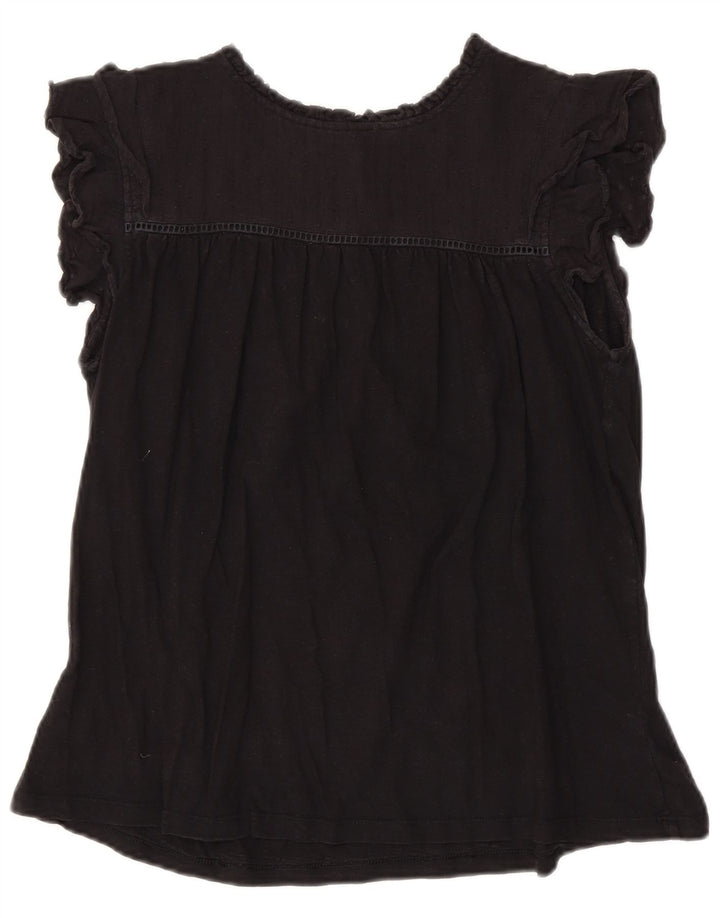 Fat Face Womens Blouse Top UK 14 Large Black Cotton