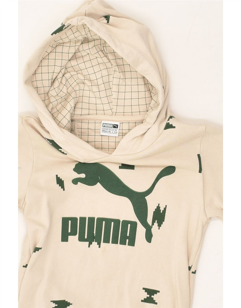 PUMA Boys Graphic Hoodie Jumper 3-4 Years Off White Geometric | Vintage Puma | Thrift | Second-Hand Puma | Used Clothing | Messina Hembry 