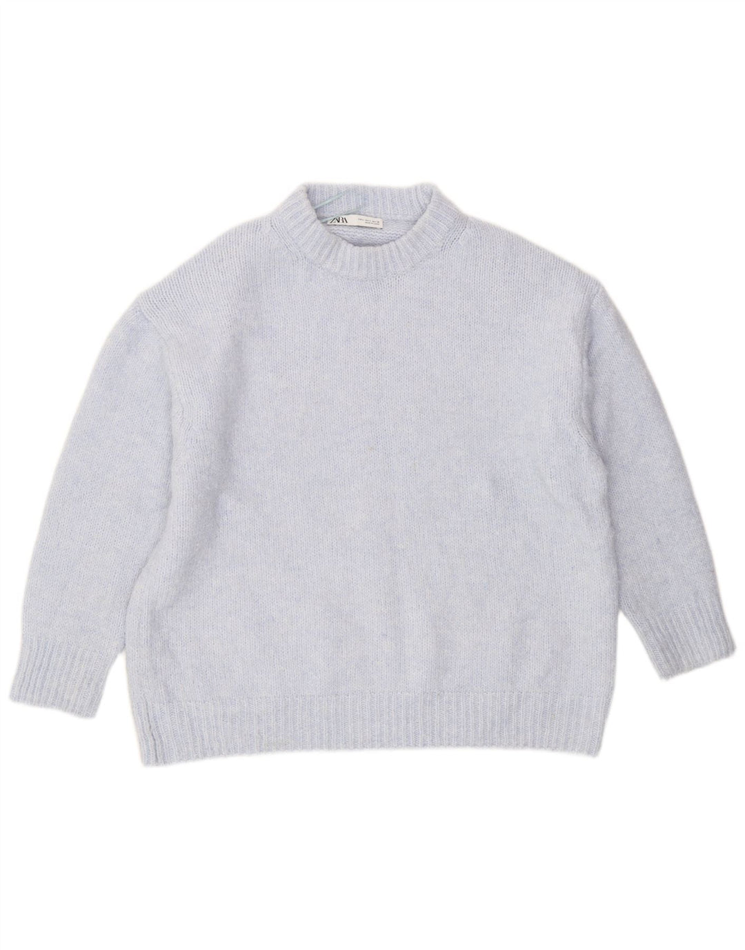 Zara Womens Oversized Crew Neck Jumper Sweater UK 16 Large Blue
