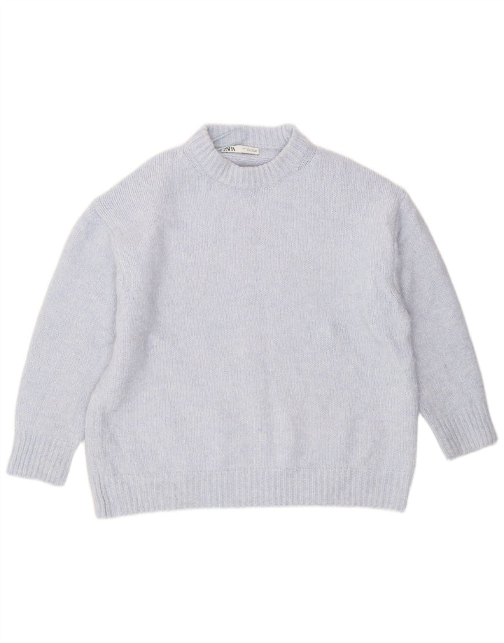 Zara Womens Oversized Crew Neck Jumper Sweater UK 16 Large Blue