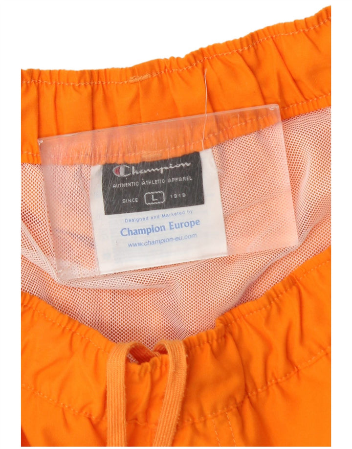 Champion Mens Graphic Swimming Shorts Large  Orange Colourblock Polyester