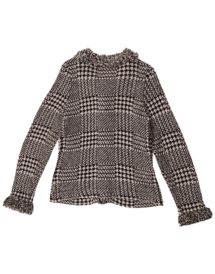 Marks & Spencer Womens Cardigan Sweater UK 12 Medium Navy Blue Houndstooth