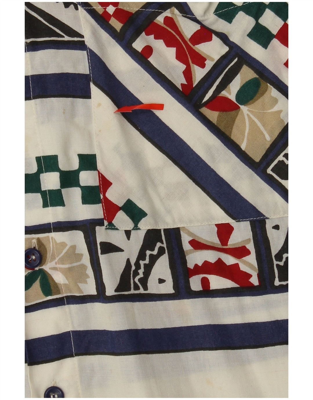 VINTAGE Mens Short Sleeve Shirt Small White Geometric