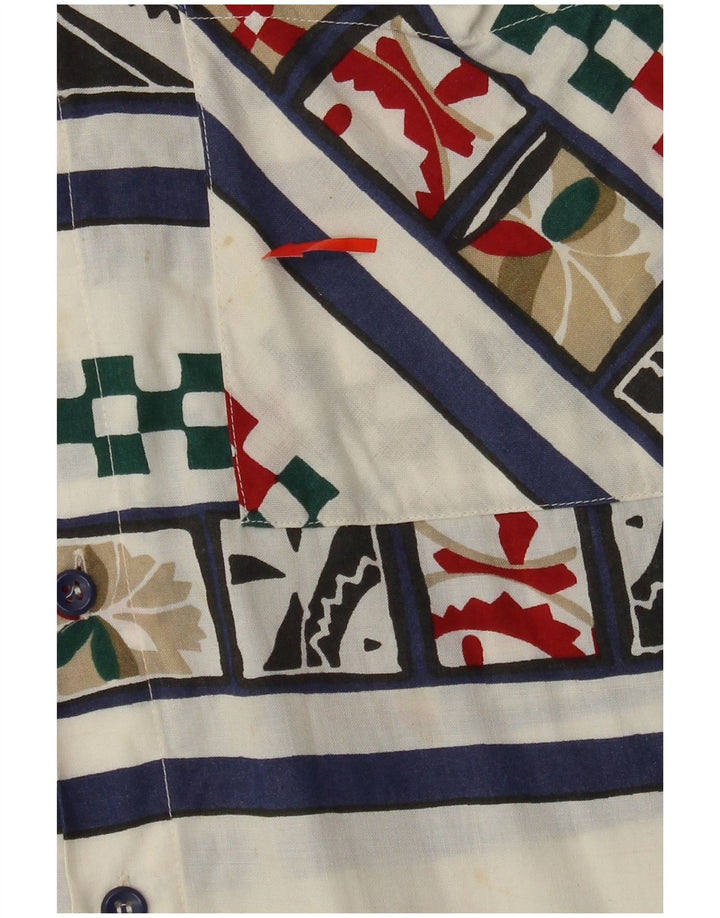 VINTAGE Mens Short Sleeve Shirt Small White Geometric