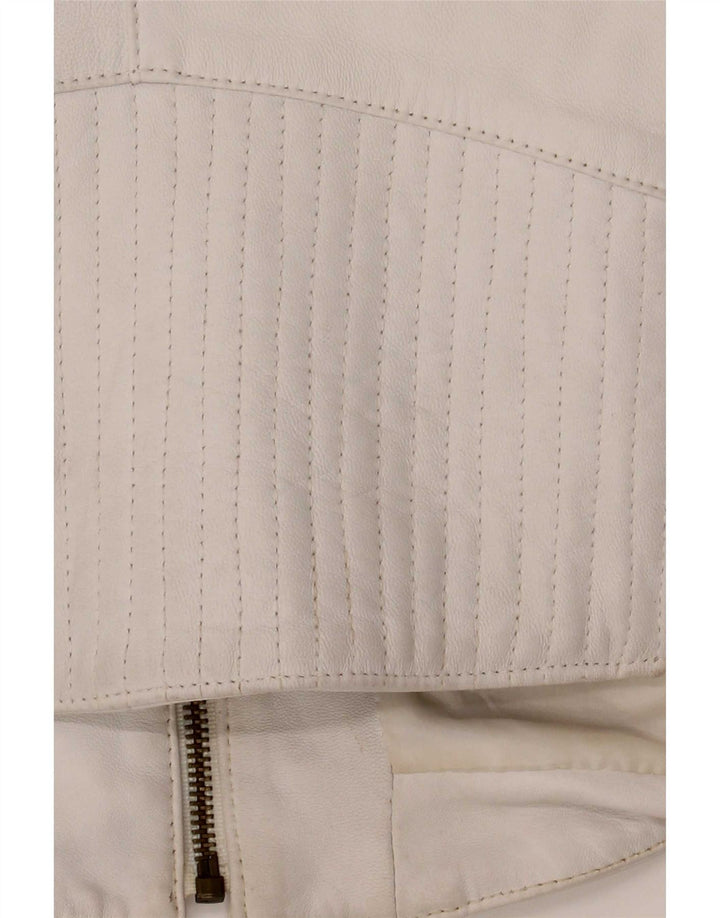 Schegge Womens Leather Racer Jacket IT 52 2XL White