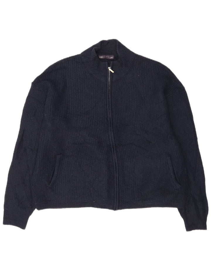 Marks & Spencer Mens Cardigan Sweater Large Navy Blue Acrylic
