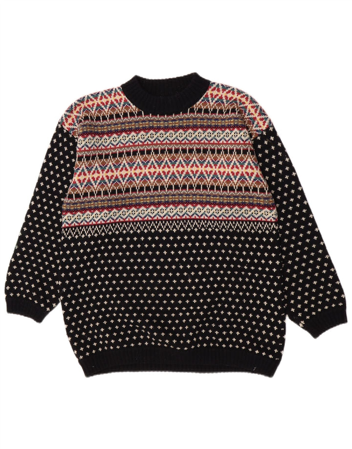 Esprit Mens Turtle Neck Jumper Sweater UK 36 Small Navy Blue Fair Isle
