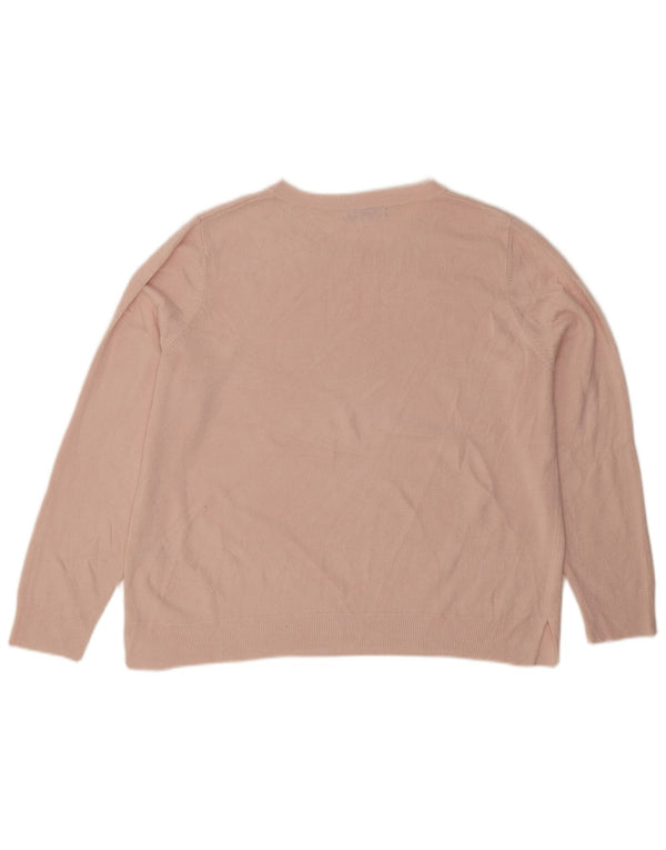 Marks & Spencer Womens Boat Neck Jumper Sweater UK 22 3XL Pink Acrylic