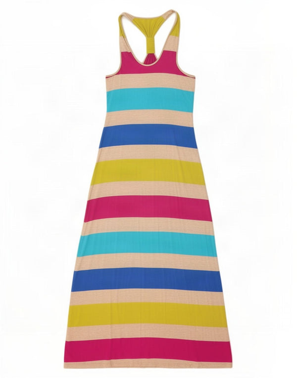 Calvin Klein Womens Maxi Halter Dress UK 10 Small Multicoloured Striped