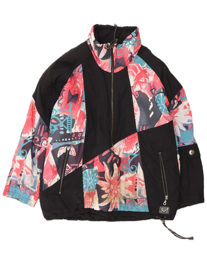 MAIER Mens Oversized Pullover Windbreaker Jacket UK 6 XS Black Floral