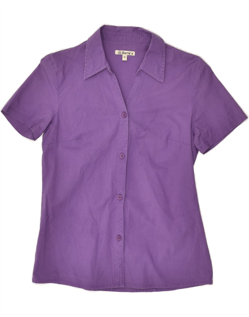 DACK'S Womens Short Sleeve Shirt UK 10 Small Purple Cotton | Vintage Dack's | Thrift | Second-Hand Dack's | Used Clothing | Messina Hembry 