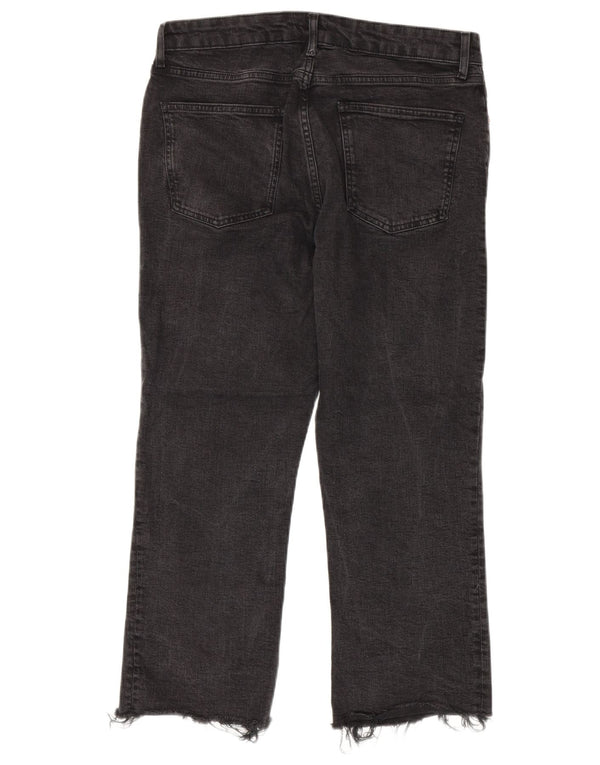 Zara Womens High Waist Cropped Jeans EU 44 XL W34 L25 Grey Cotton