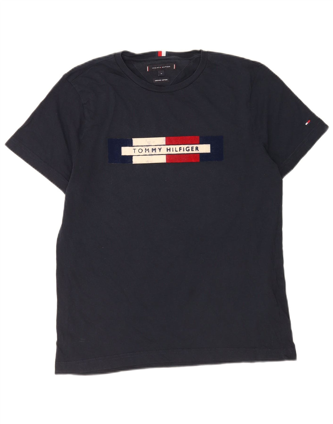 Tommy Hilfiger Mens Graphic T-Shirt Top Medium Navy Blue Cotton