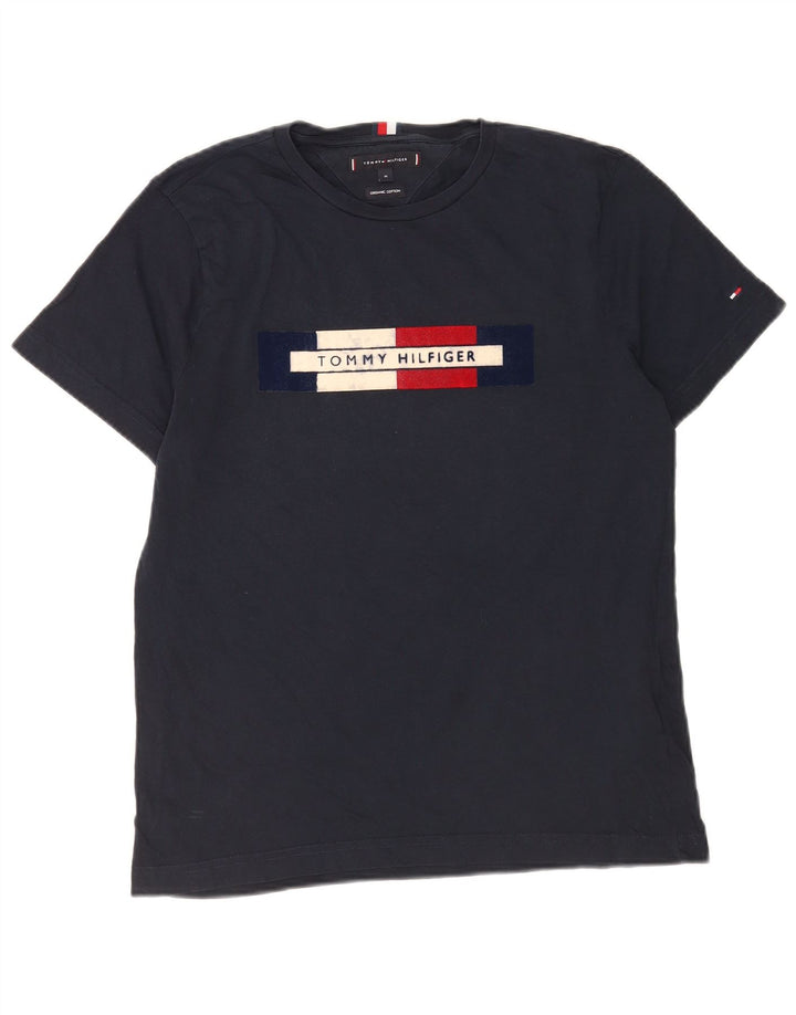 Tommy Hilfiger Mens Graphic T-Shirt Top Medium Navy Blue Cotton