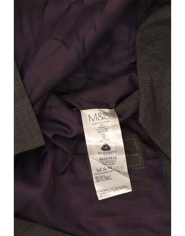 Marks & Spencer Mens 2 Button Blazer Jacket UK 46 XL Grey Wool